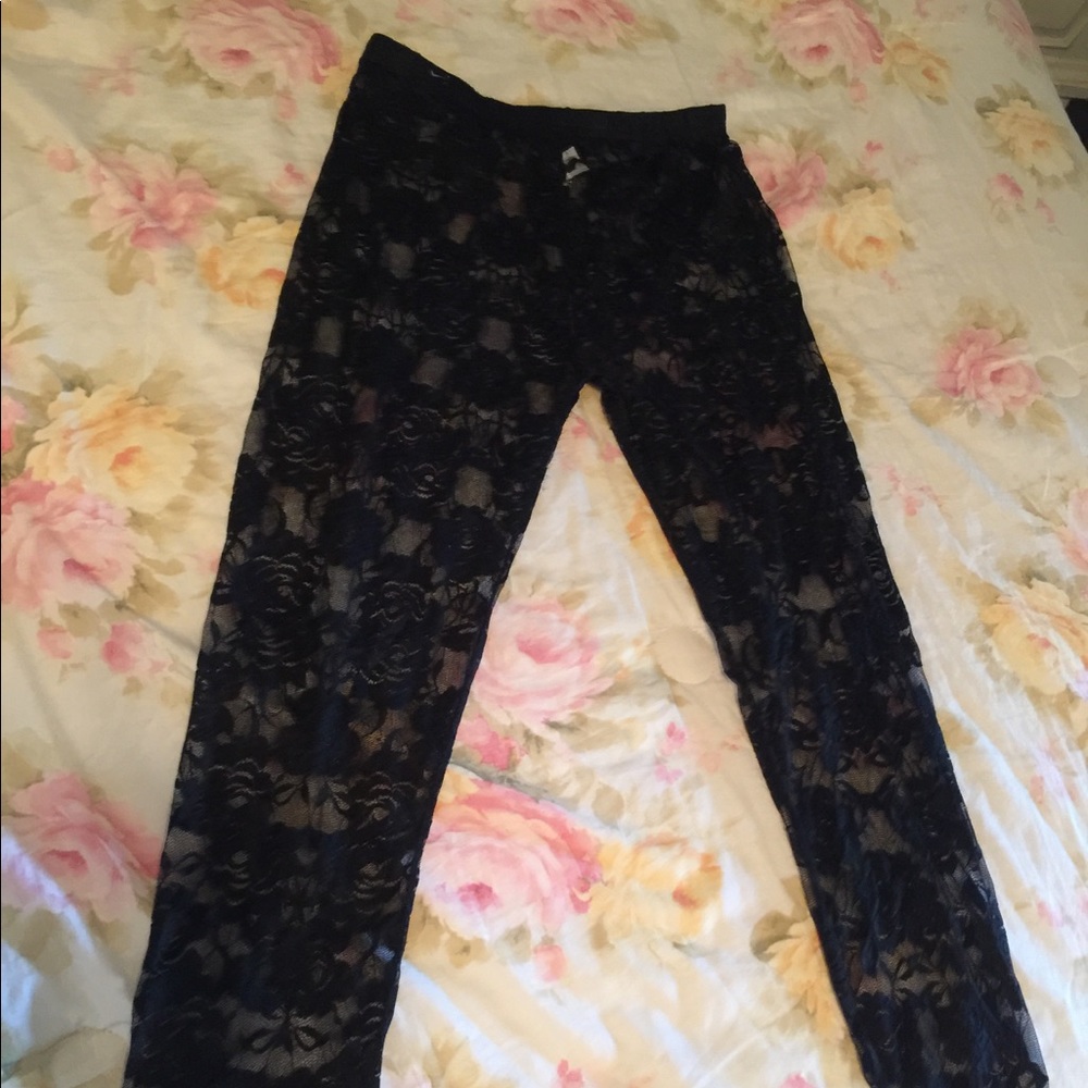 Black lace leggings